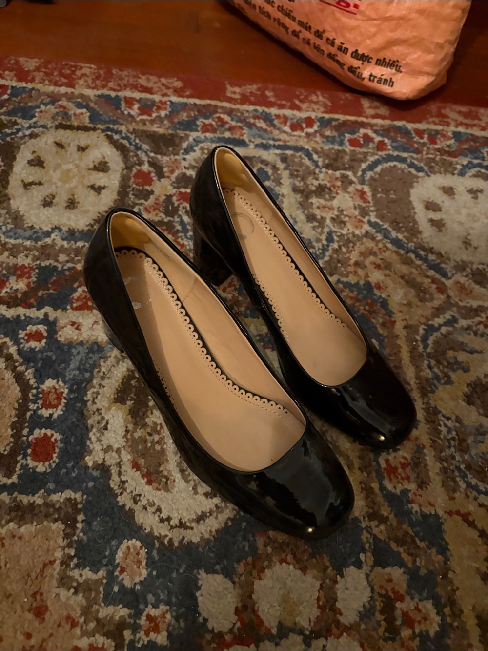 Classic Black Patent Round-Toe Heels - Women's Dress Pumps